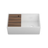 JULIEN Fira Collection Single Undermount Fireclay Kitchen Sink w/ Ledge, Reversible Apron and Cutting Board in White, 32-3/4