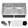 KHU102-33 Undermount 50/50 Double Bowl 16 Gauge Stainless Steel Kitchen Sink