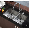 KHU104-33 Undermount 50/50 Double Bowl 16 Gauge Stainless Steel Kitchen Sink